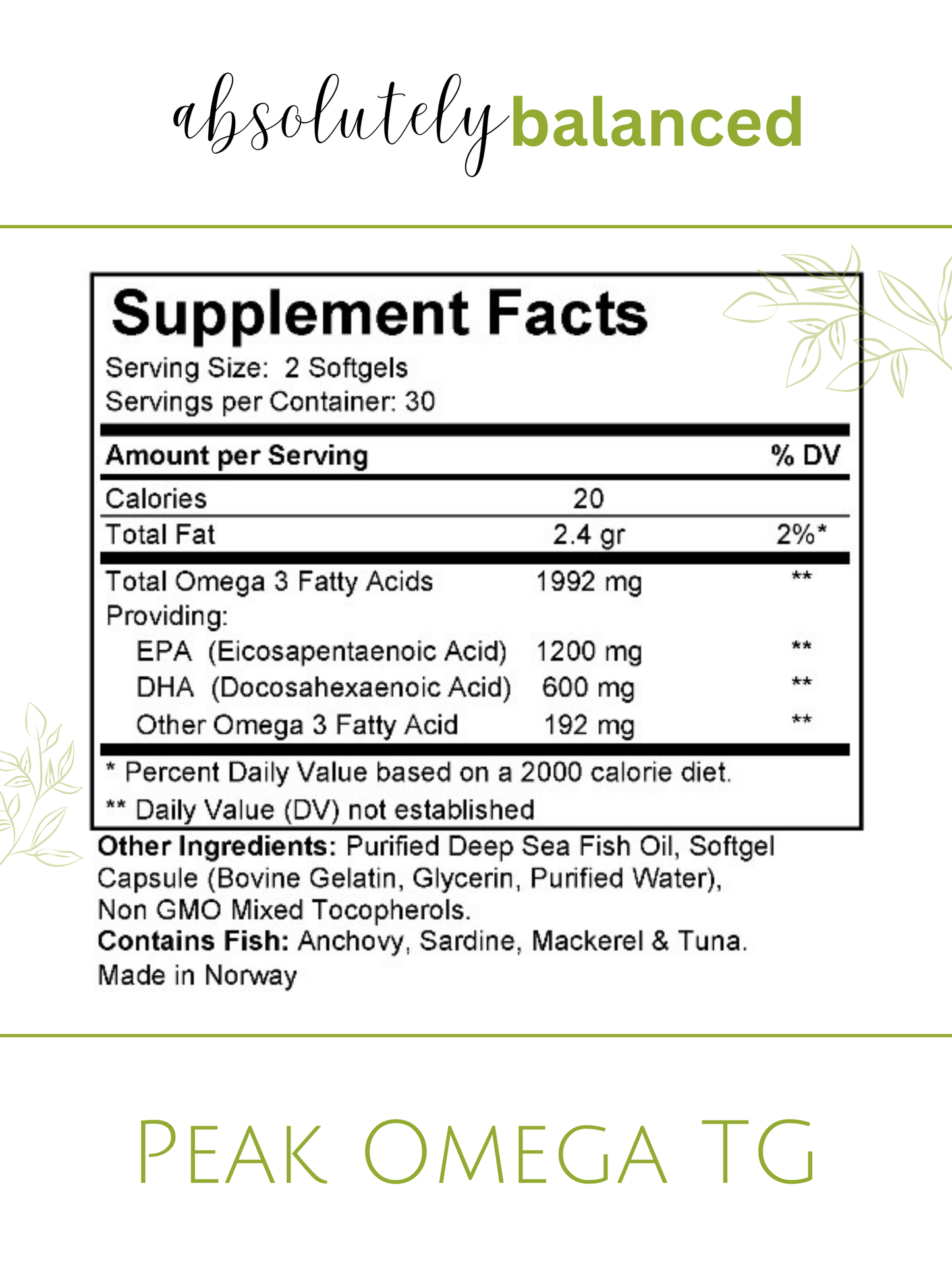 Peak Omega TG | Made with EPAX® fish oil