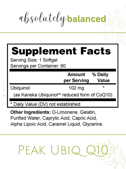 Peak Ubiq Q10 | Ubiquinol